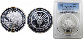 Tunisia Republic 1 Dinar 1995 (Mintage 5000) Top Pop PCGS PR70 FAO 50th Anniversary Silver 18g KM# 351