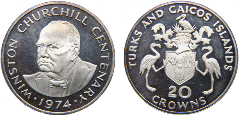 Turks and Caicos Islands British colony Elizabeth II 20 Crowns 1974 (Mintage 840...