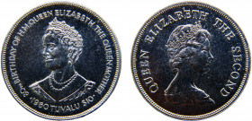 Tuvalu Constitutional monarchy within the Commonwealth Elizabeth II 10 Dollars 1980 (Mintage 25000) 80th Anniversary of the Birth of the Queen Mother ...