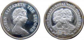Tuvalu Constitutional monarchy within the Commonwealth Elizabeth II 10 Dollars 1982 (Mintage 2500) Royal Visit 1982 Silver 35.31g KM# 15a