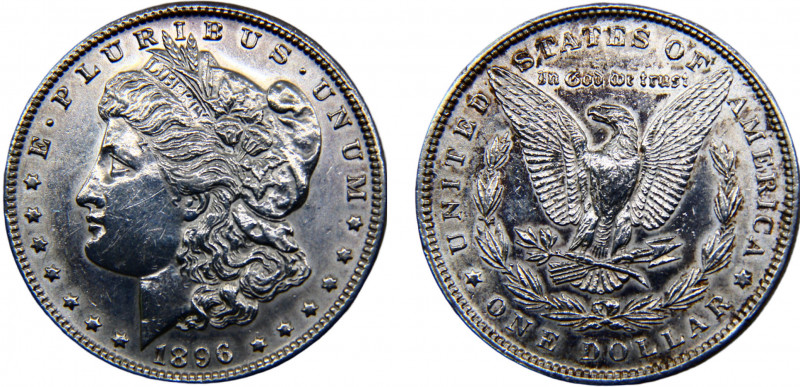 United States Federal republic 1 Dollar 1896 Philadelphia mint "Morgan Dollar" S...