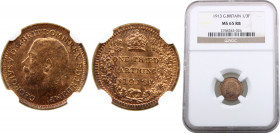 UnitedKingdom Colonial issue George V 1/3 Farthing 1913 (Mintage 288000) NGC MS65 Copper 0.94g KM# 823
