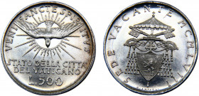 Vatican City City state 500 Lire 1958 Sede Vacante Silver 11.06g KM# 57