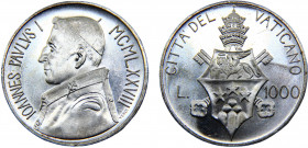 Vatican City City state John Paul I 1000 Lire 1978 Silver 14.61g KM#142