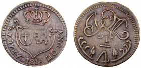 Venezuela Spanish colony Caracas Fernando VII 1/4 Real 1818 Royalist coinage Copper 2.4g C# 2