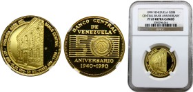 Venezuela Fourth Republic 50 Bolívares 1990 NGC PF69 Central Bank Gold 15.55g Y# 67