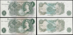 One Pound Page B323, scarce first and last run REPLACEMENT notes MW01 433460 UNC & MW19 829932, issued 1970, (Pick374g), EF or better
Estimate: GBP 1...