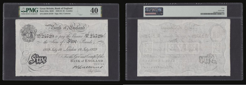Five Pounds Catterns white B228 London July 18th 1929 236/H 25729 PMG Extremely ...