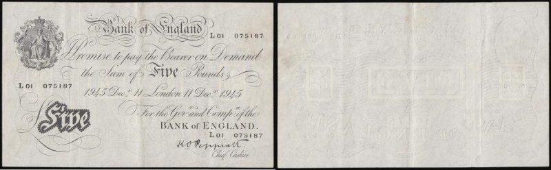 Five Pounds B255 Peppiatt London 11 Dec 1945 L01 075187 VF
Estimate: GBP 90 - 1...
