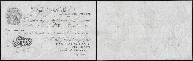 Five Pounds B270 White Beale London 1 December 1950 T25 098372 VF
Estimate: GBP...