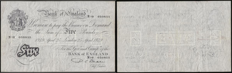 Five Pounds B270 White Beale London 25 April 1949 N19 050855 VF
Estimate: GBP 8...