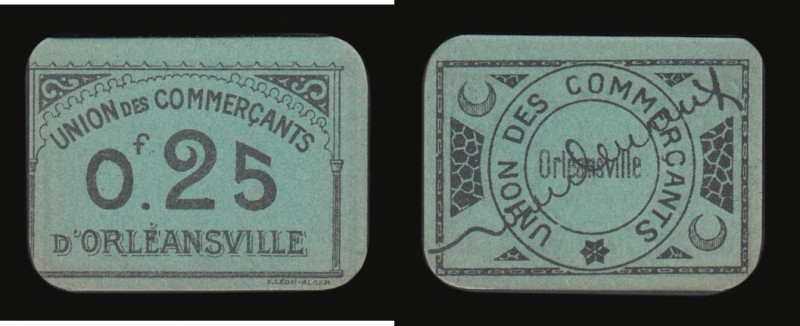 Algeria 0.25 Francs Union de Commercants , D' Orleansville (1916-1918) black pri...