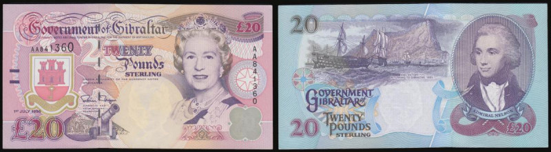 Gibraltar &pound;20 1995 issue, Pick 27a, first series, serial number AA841360, ...