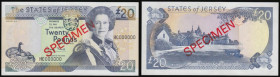 Jersey &pound;20 Specimen 1993 issue, with red SPECIMEN on both sides, signature Baird, Pick 23as, serial number HC 000000, UNC
Estimate: GBP 20 - 35