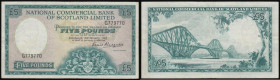 Scotland - National Commercial Bank of Scotland Limited Five Pounds 3rd January 1961 issue, signature David Alexander, Pick 270, serial number G779770...