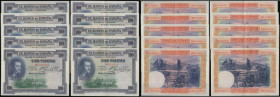 Spain 100 Pesetas dated 1st July 1925 (Republic issues 1936) (10) Series D (5) and Series E (5), Pick 69c VF to NEF pressed
Estimate: GBP 25 - 35