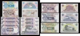 Uganda (8) 5000 Shillings 1986 issues (3) consecutive numbers J/78 414698, 414699 and 414700, Pick 24b, UNC or very near so, the last with minor paper...
