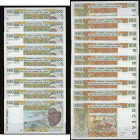 West African States - Senegal 500 Francs 1991 issues (9), 8 are consecutive numbers, Series K, 9157236809 and 9157236891 to 9157236898 inclusive, sign...