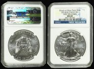 Britannia Silver Two Pounds and Ten Pound Stamp Set 1999 UNC in the wallet of issue, USA Silver Eagle 2014 in an NGC First Releases holder and graded ...