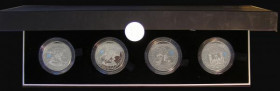 Five Pound Crowns Countdown to the London Olympics 2009-2012 a 4-coin set Silver Proof Piedforts S.LOSS6, comprising 2009 3-Year Countdown S.4920, 201...
