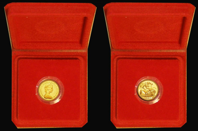 Half Sovereign 1980 nFDC with some light toning, in the Royal Mint soft case of ...