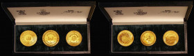 Islamic States - Medallic issues in gold a 3-piece set 'Message Collection I', the medals in Islamic text, depicting The Mission: Revelation descends ...