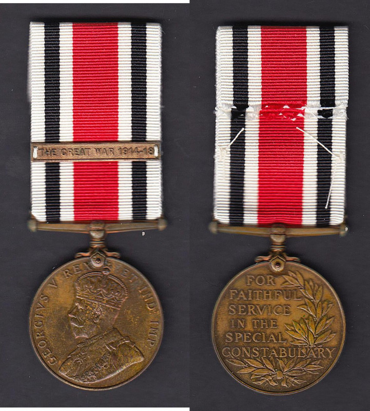 Special Constabulary Long Service Medal, with The Great War 1914-18 clasp, award...