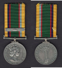 Cadet Forces Medal, Elizabeth II, DEI GRATIA legend, with additional bar with crown, awarded to WO P.J. Kirkham ATC, EF with a few spots of surface re...