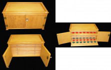 Coin Cabinet 525mm x 310mm x 275mm, home-made to an excellent standard containing 15 trays to hold various size coins, all felts included, lockable wi...