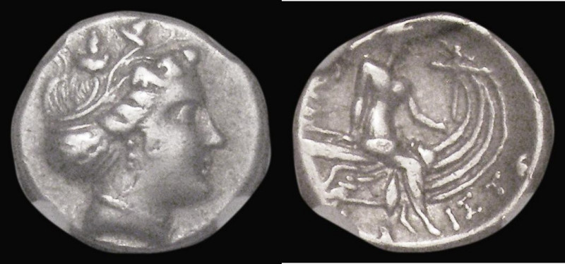 Ancient Greece - Euboia, Histiaea Silver Tetrobol (196-146BC) Obverse: Head of H...