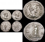 Roman Ar Denarius (3) Geta (200-202AD) Obverse: Draped bust right P SEPT GETA CAES PONT, Reverse: Geta in Military dress, standing left with baton and...