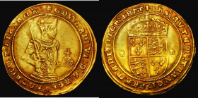 Half Sovereign Edward VI Third Period, Crown Gold of 22 carat, Obverse: Half length portrait of the King, right, holding sword and orb. Reverse: Crown...