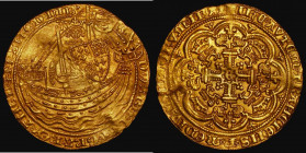 Noble Edward III Fourth Coinage Pre-Treaty Period, Series C, S.1486, Closed E in centre of reverse, annulet stops, North 1144, similar to Schneider 18...