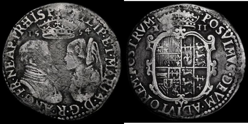 Shilling Philip and Mary 1554 full titles with mark of value S.2500 approaching ...