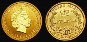 Australia 25 Dollars Gold 'Sovereign' 2005 150th Anniversary of the First Australian Sovereign KM#868 Proof nFDC/FDC no box or certificate
Estimate: ...