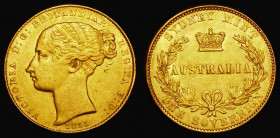 Australia Sovereign 1855 Sydney Branch Mint Marsh 360 GVF/EF the first Sydney branch mint Sovereign, rare in all grades and especially so in this high...