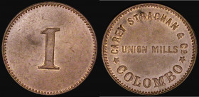 Ceylon - Colombo Penny Token - Estate Token, Carey Strachan Union Mills (undated, c.1873) Pridmore 14, 11.28 grammes, NEF with a trace of lustre, Rare...