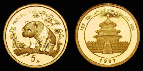 China Five Yuan 1997 Gold 1/20th oz. Large Date KM#984 Proof FDC
Estimate: GBP 90 - 120