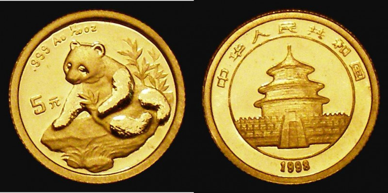 China Five Yuan 1998 Gold 1/20th oz. Small Date KM#1125 Proof FDC, Rare
Estimat...