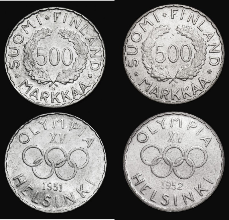 Finland 500 Markkaa (2) 1951H Helsinki Olympics KM#35 UNC or near so and lustrou...