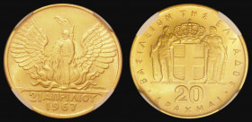 Greece 20 Drachma Gold 1967 Revolution (minted 1970) KM#92 Choice UNC in an NGC holder and graded MS67
Estimate: GBP 450 - 550