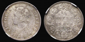 India Quarter Rupee 1892 Bombay Mint, B incuse KM#490 NGC MS63
Estimate: GBP 40 - 70