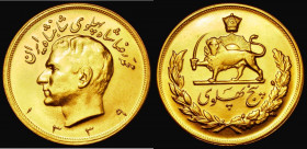 Iran Five Pahlavi Gold SH1339 (1960) KM#1164 UNC with practically full mint lustre
Estimate: GBP 2100 - 2600
