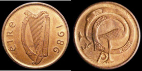 Ireland Decimal Halfpenny 1986 Proof or Specimen striking KM#19, Coincraft IRDHP/86-3, UNC and lustrous with two tiny edge nicks visible under magnifi...