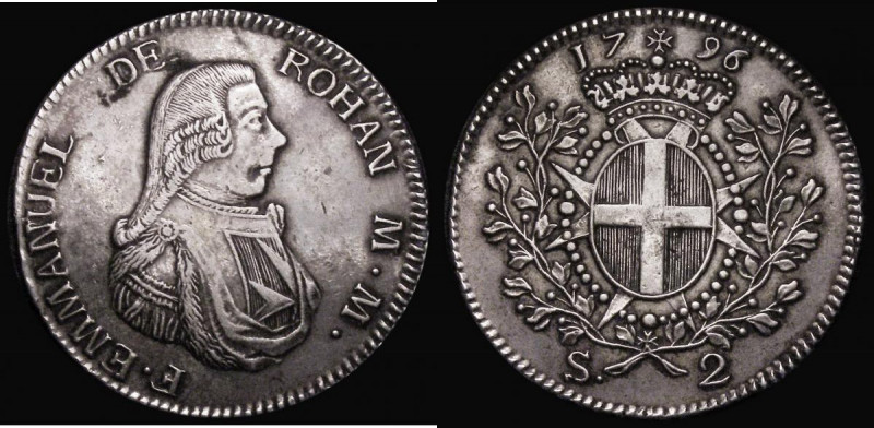 Malta Two Scudi 1796 KM#343 Good Fine with some smoothing to the edge at 10 o'cl...