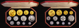 Proof Set 1911 Long Set (12 coins) comprising Gold Five Pounds, Gold Two Pounds, Sovereign , Half Sovereign Halfcrown, Florin, Shilling, Sixpence and ...