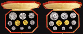 Proof Set 1911 Short Set (10 coins) Sovereign, Half Sovereign, Halfcrown, Florin, Shilling, Sixpence and Maundy Set, nFDC to FDC a choice set, the gol...