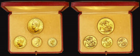Proof Set 1937 (4 coins) Five Pounds, Two Pounds, Sovereign and Half Sovereign nFDC to FDC, with minor hairlines and the odd contact mark, retaining v...