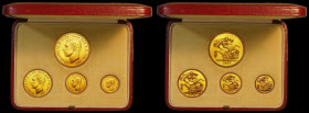 Proof Set 1937 (4 coins) in Gold comprising Gold Five Pounds, Two Pounds, Sovereign and Half Sovereign nFDC with some hairlines, the Five Pounds with ...