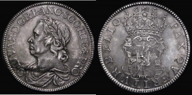 Crown 1658 Cromwell ESC 10, Bull 240, GEF/AU with a rich tone, The die flaw is at a later stage, a most attractive coin bordering on choice for this d...